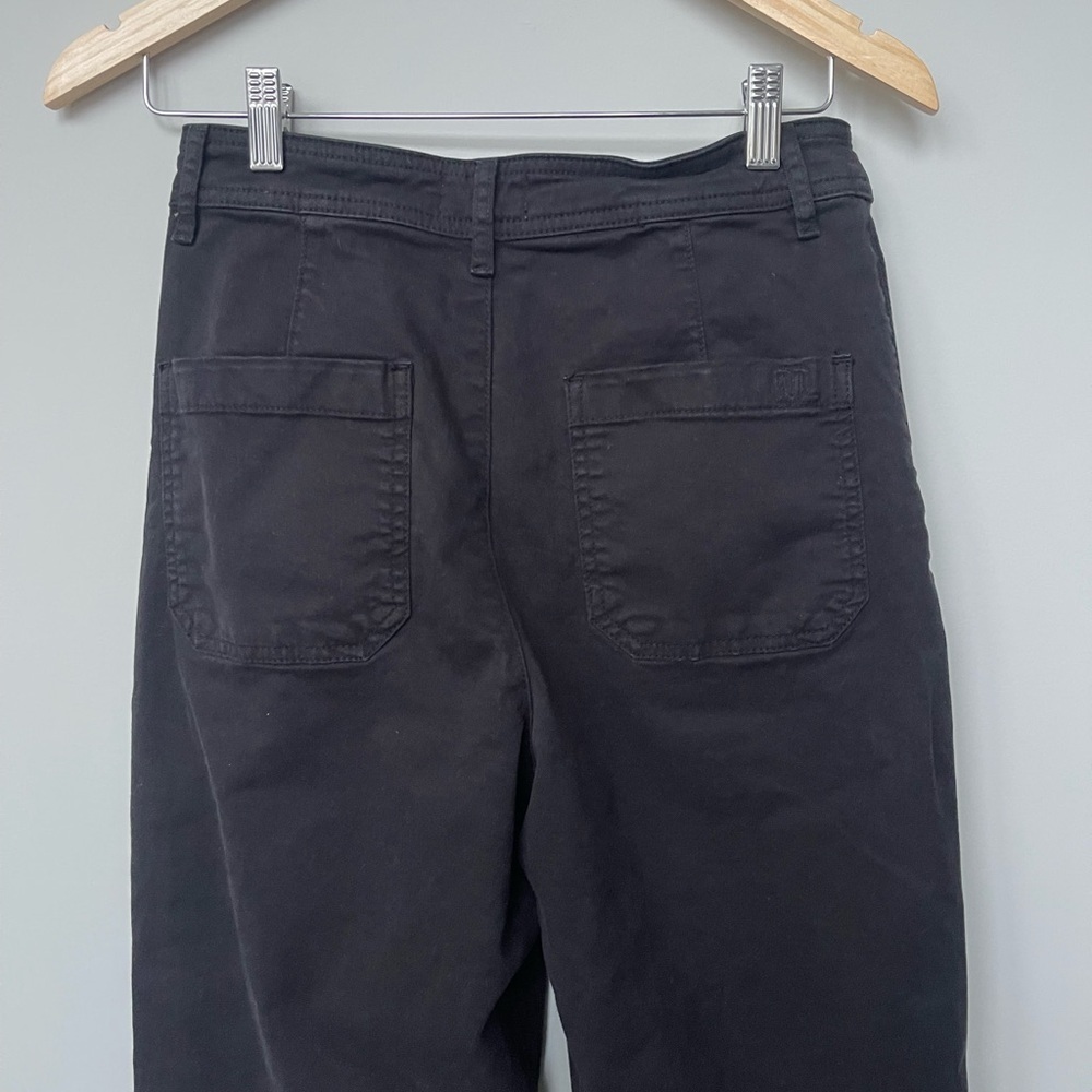 Marine Layer | Black High Waist Wide Leg Raw Hem Pants - Picture 6 of 7